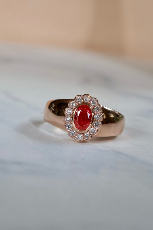 Keepsake Signet Ring | Vivid Pink Lab Diamond in Rose Gold