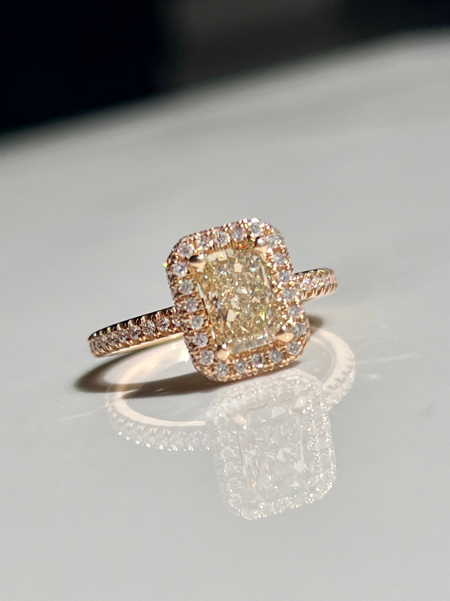 2ct Yellow Radiant Cut Diamond Ring