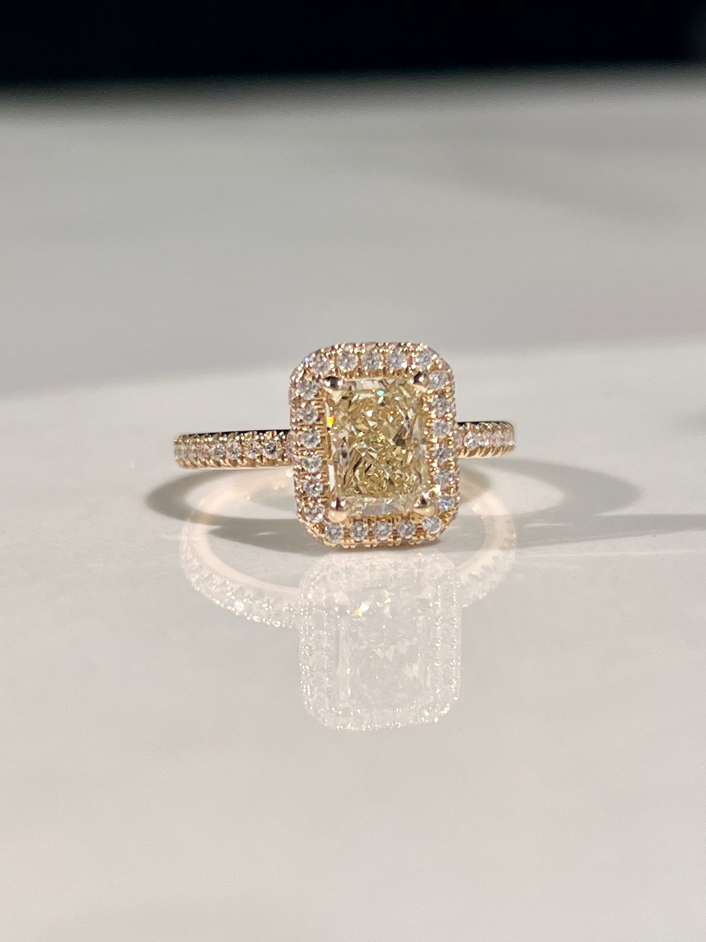 2ct Yellow Radiant Cut Diamond Ring