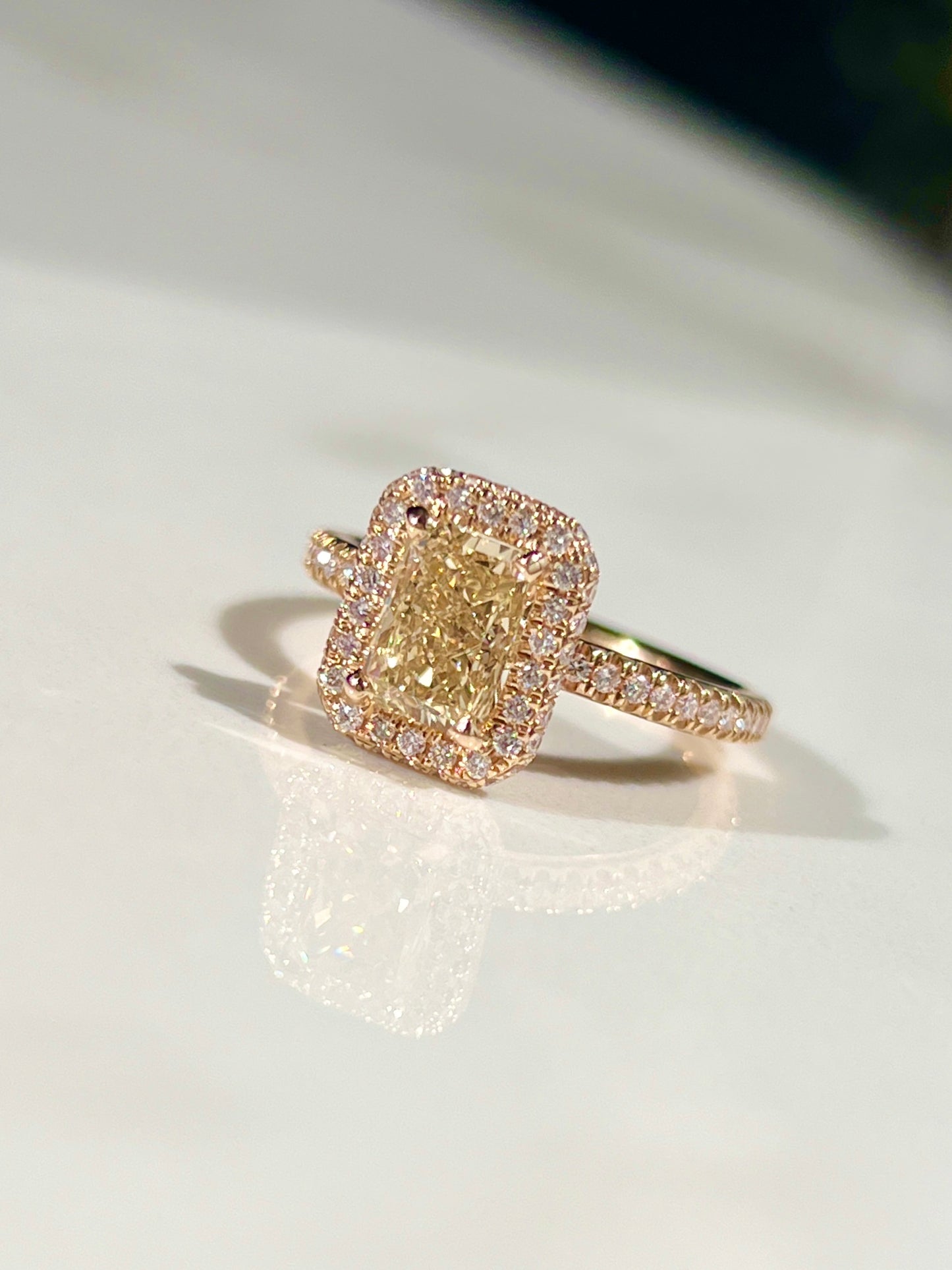 2ct Yellow Radiant Cut Diamond Ring