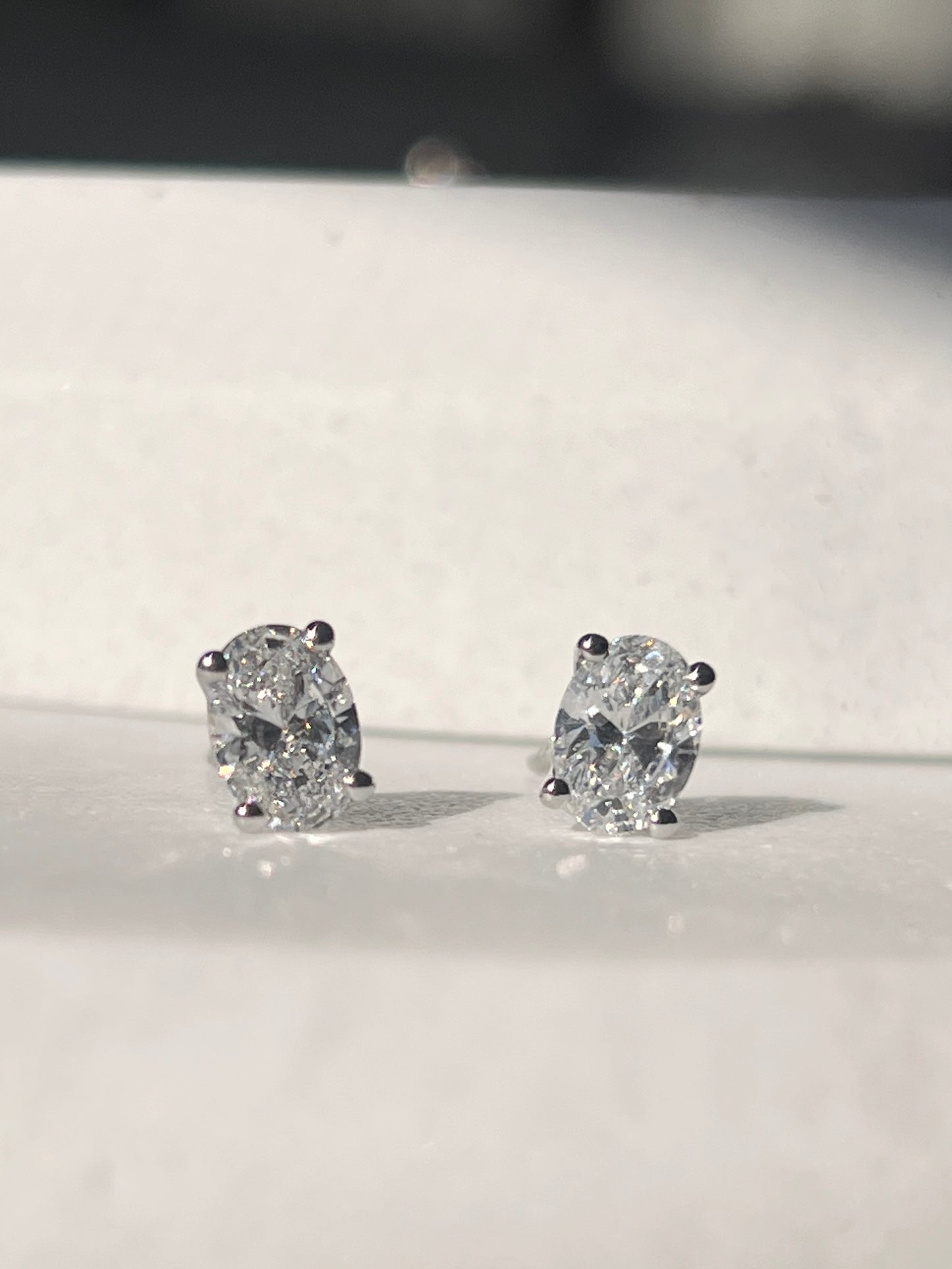 1.5ct Oval Diamond Stud Earrings White Gold