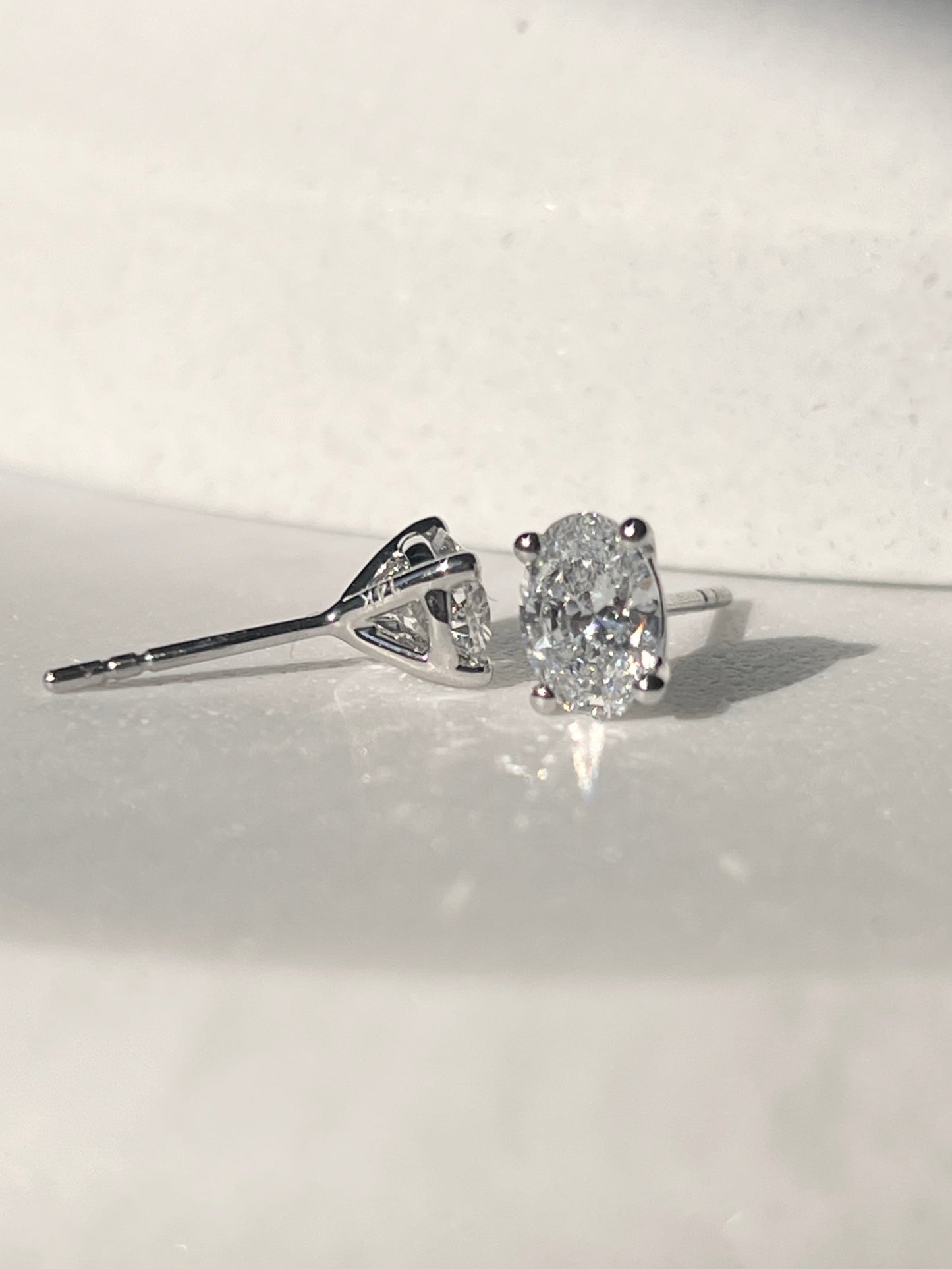 1.5ct Oval Diamond Stud Earrings White Gold