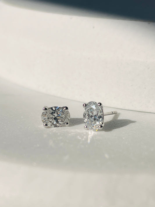 1.5ct Oval Diamond Stud Earrings White Gold