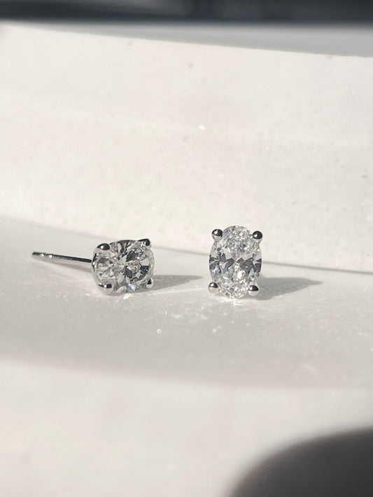 1.5ct Oval Diamond Stud Earrings White Gold