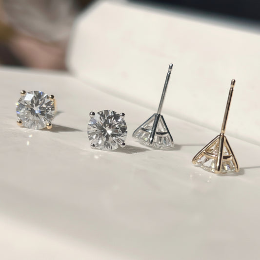 3ct Martini Style Diamond Earring Studs