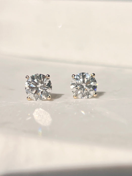 3ct Martini Style Diamond Earring Studs 18Kt Gold