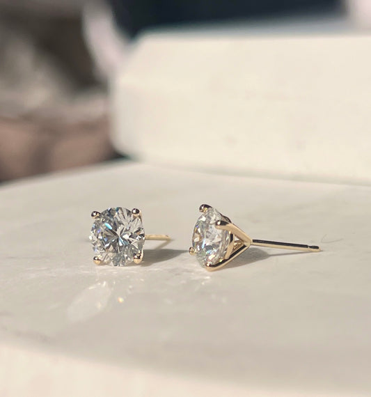 3ct Martini Style Diamond Earring Studs 18Kt Gold