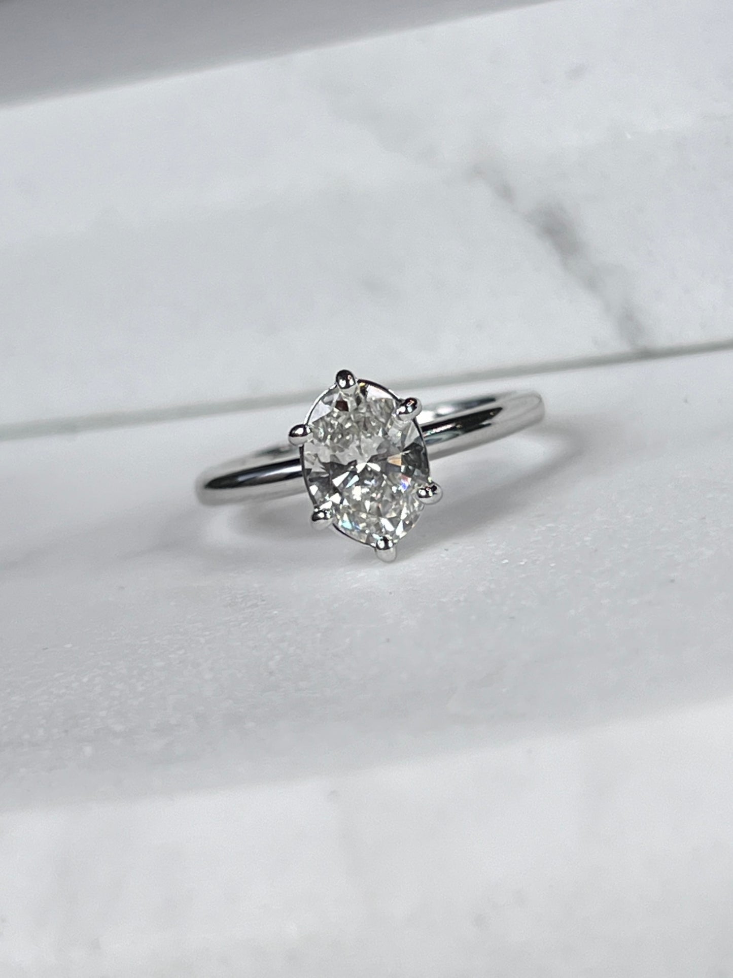 1.31ct Oval Certified Diamond Solitaire White Gold Ring