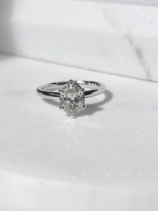 1.31ct Oval Certified Diamond Solitaire White Gold Ring