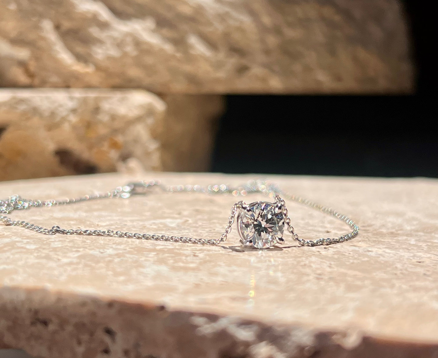 1ct Round Diamond Necklace 14KT White Gold