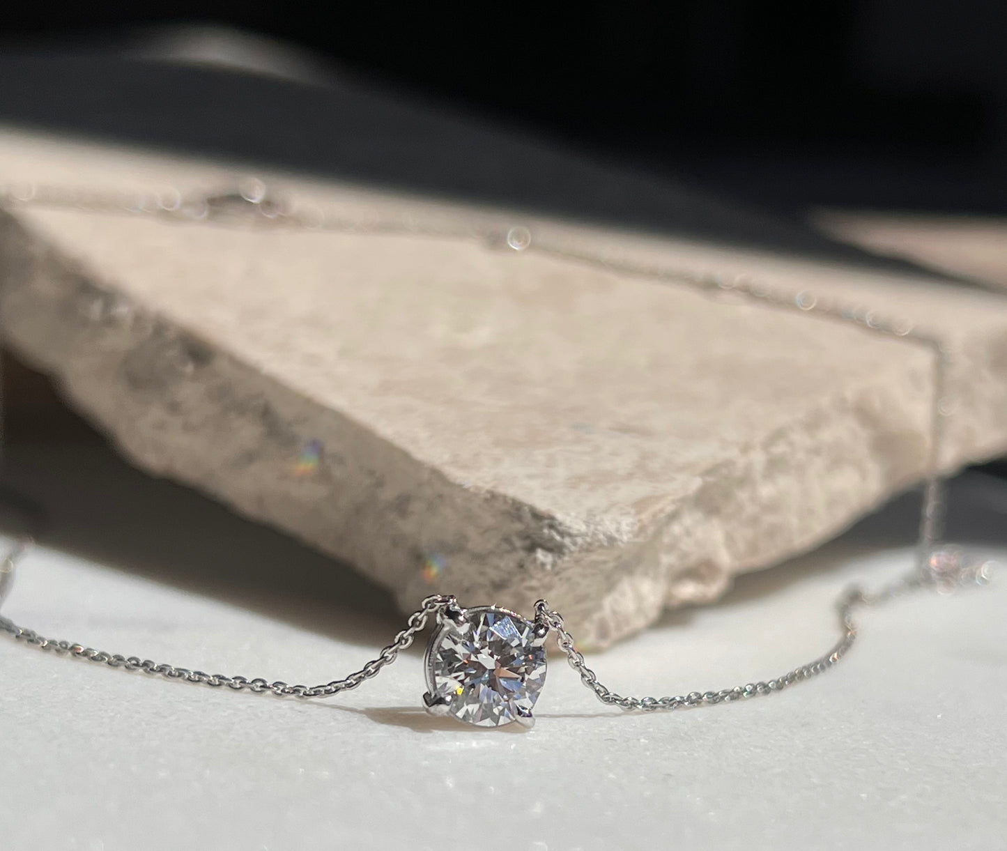 1ct Round Diamond Necklace 14KT White Gold