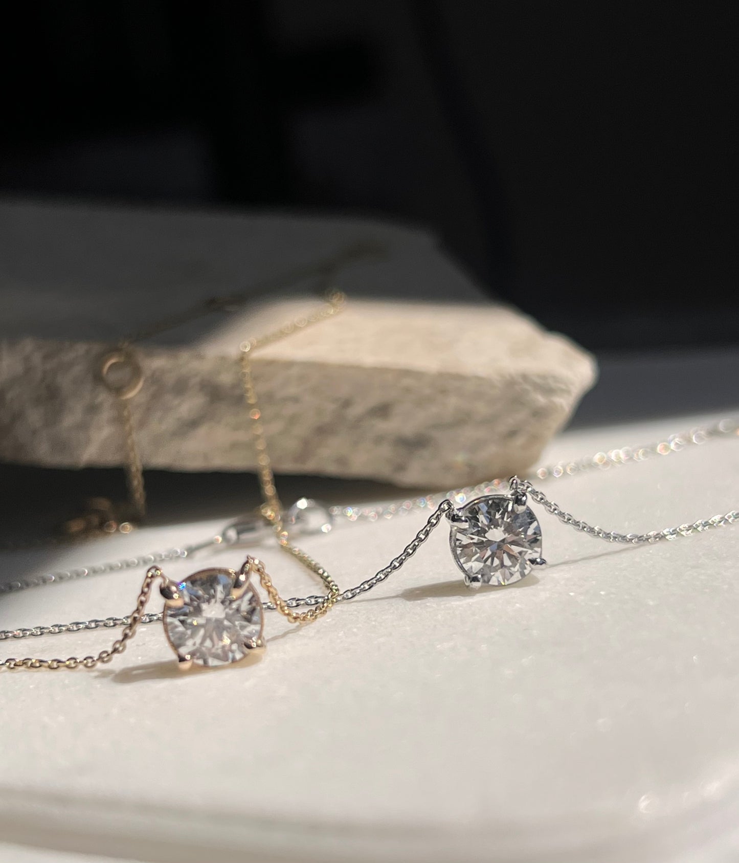 1ct Round Diamond Necklace 14KT White Gold