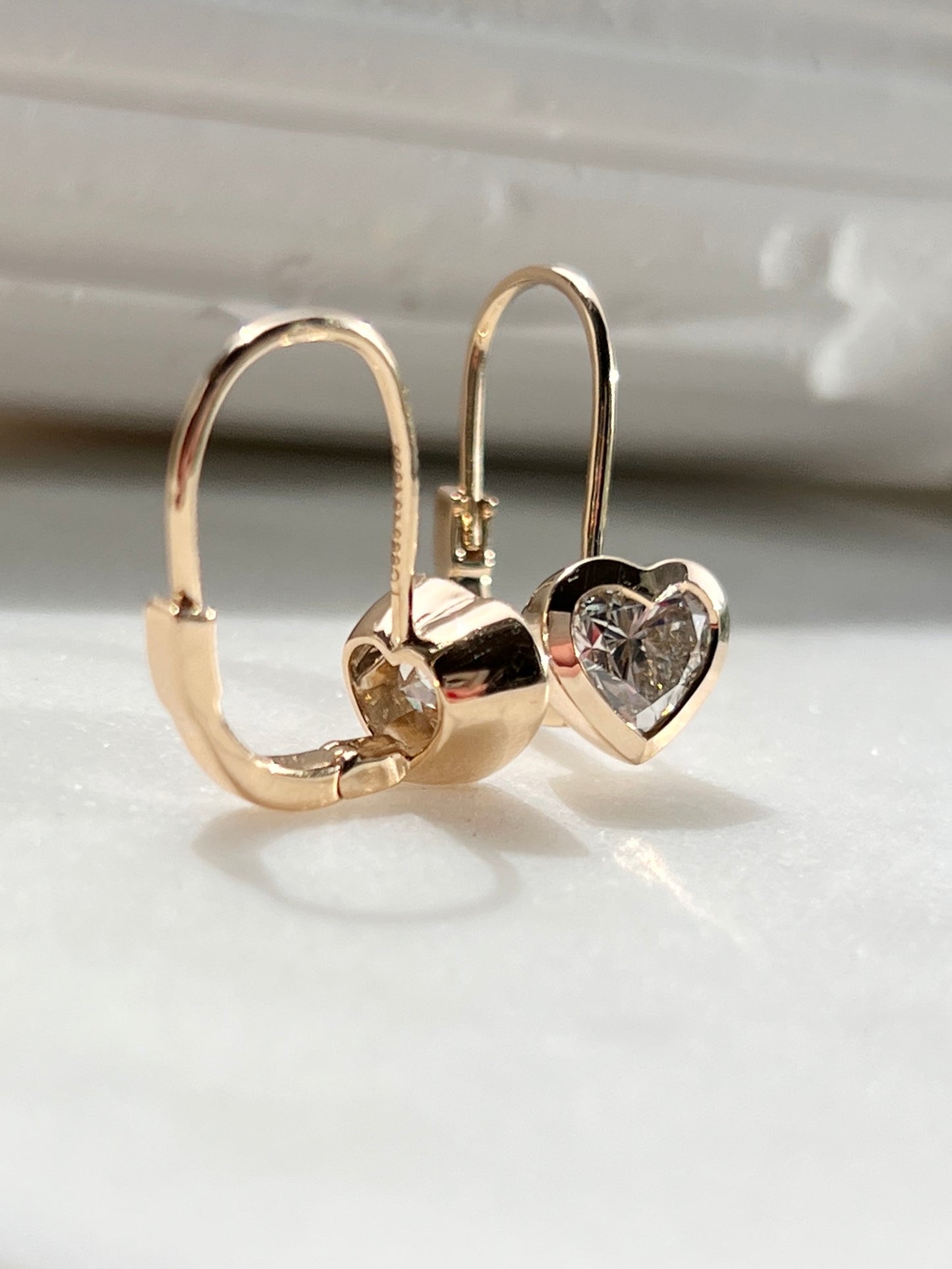 2ct Diamond Heart Shape Diamond Drop Earrings