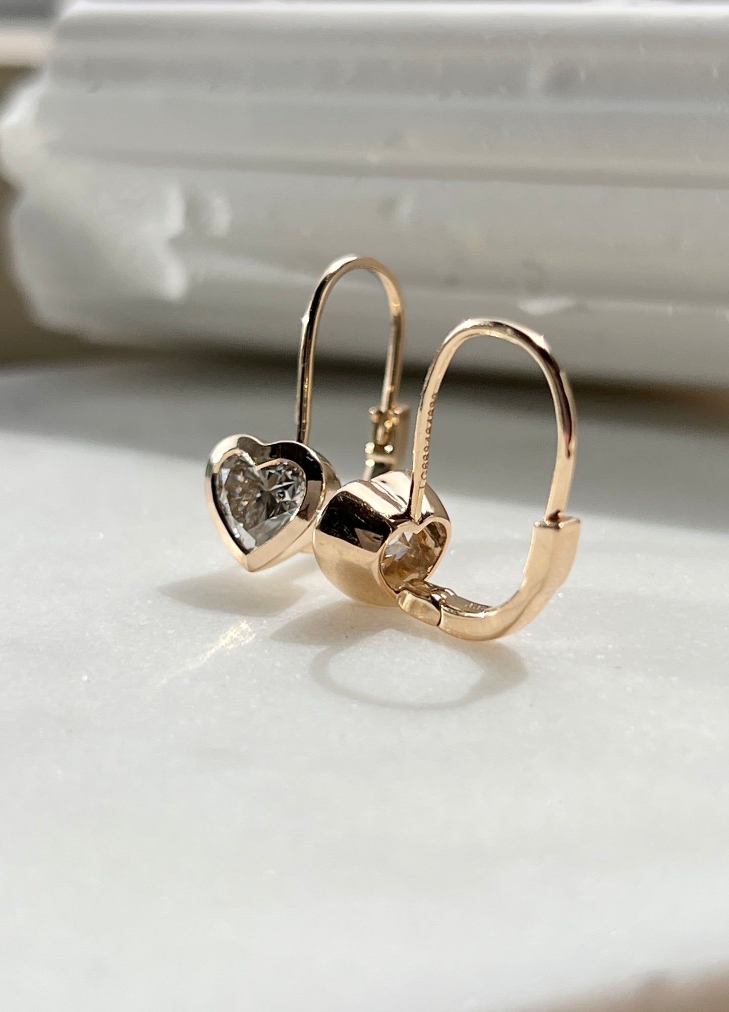2ct Diamond Heart Shape Diamond Drop Earrings