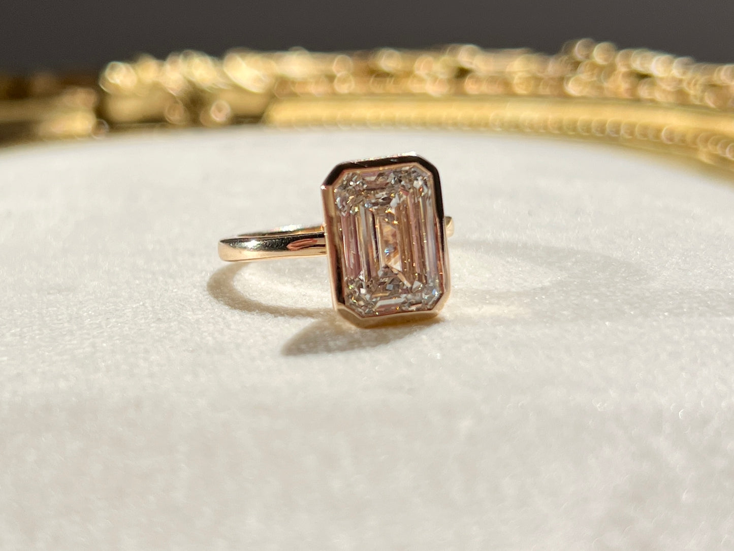 5ct Bezel Set Emerald Cut Diamond Ring