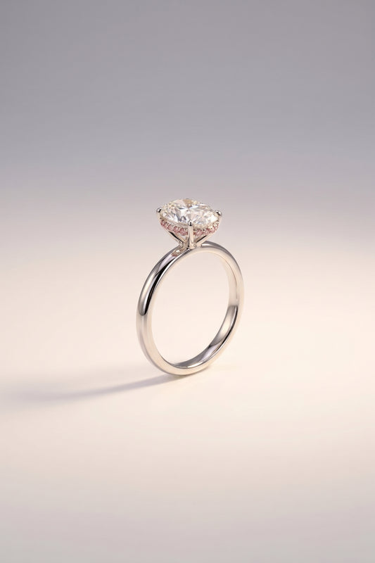 Lola | 2ct Oval Lab-Grown Diamond Solitaire with Pink Halo