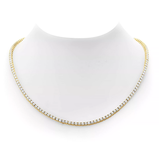 7ct Diamond Tennis Necklace Yellow Gold