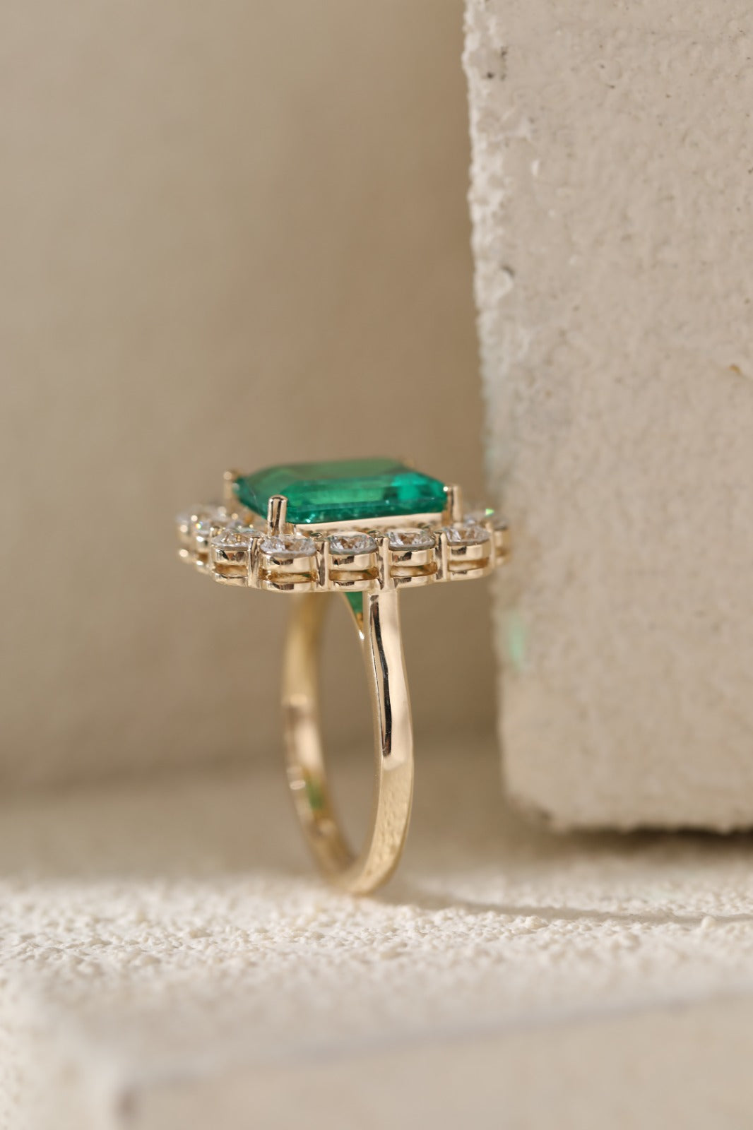 4ct Emerald Cut Columbian Emerald & Diamond Ring