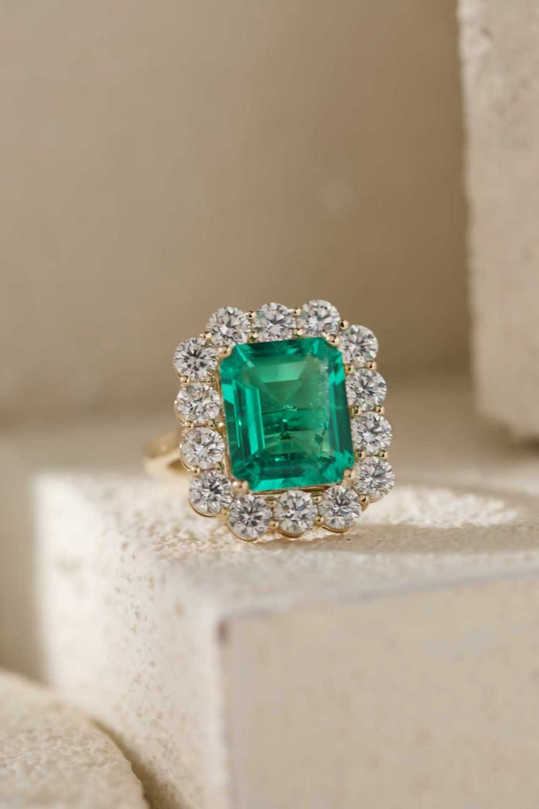 4ct Emerald Cut Columbian Emerald & Diamond Ring