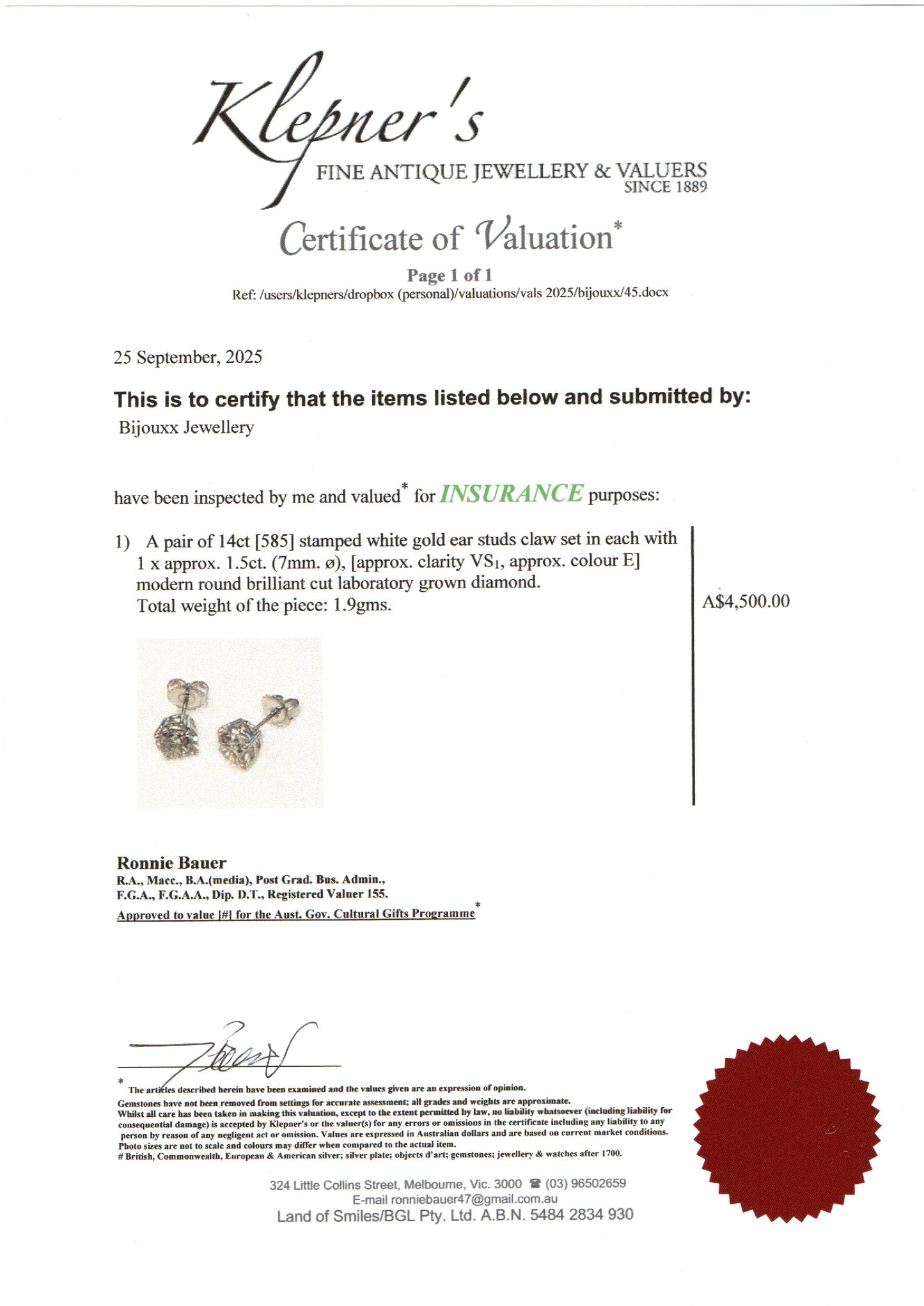 Opportunity Buy - 3ct Diamond Earring Studs 14kt White Gold