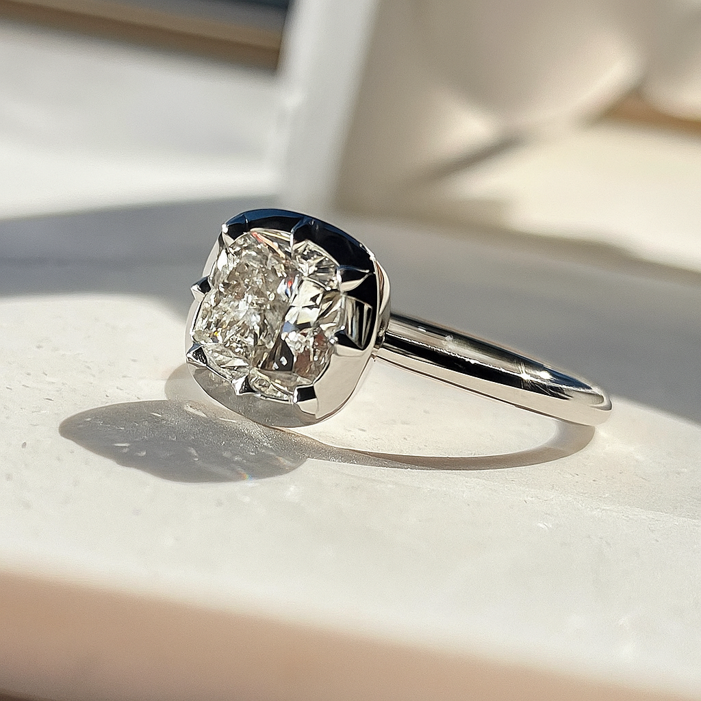 Cushion Cut East-West Georgian Cut Down Victorian Ring