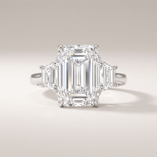 Parisa | Emerald Cut Diamond Trilogy Ring