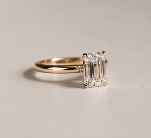 Sophie | 2ct Emerald Cut Diamond Solitaire Ring Yellow Gold