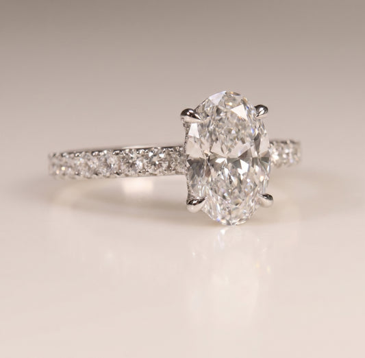 Jade | 1.5ct Centre Oval Solitaire Hidden Halo Ring White Gold