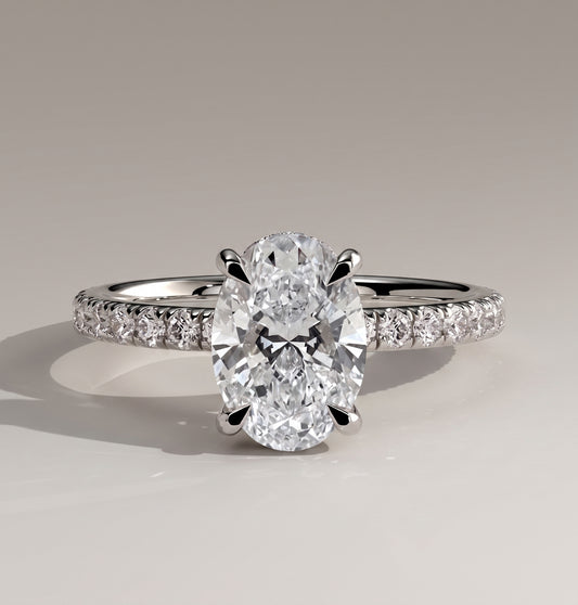 Jade - 2ct Centre Oval Solitaire Hidden Halo Ring
