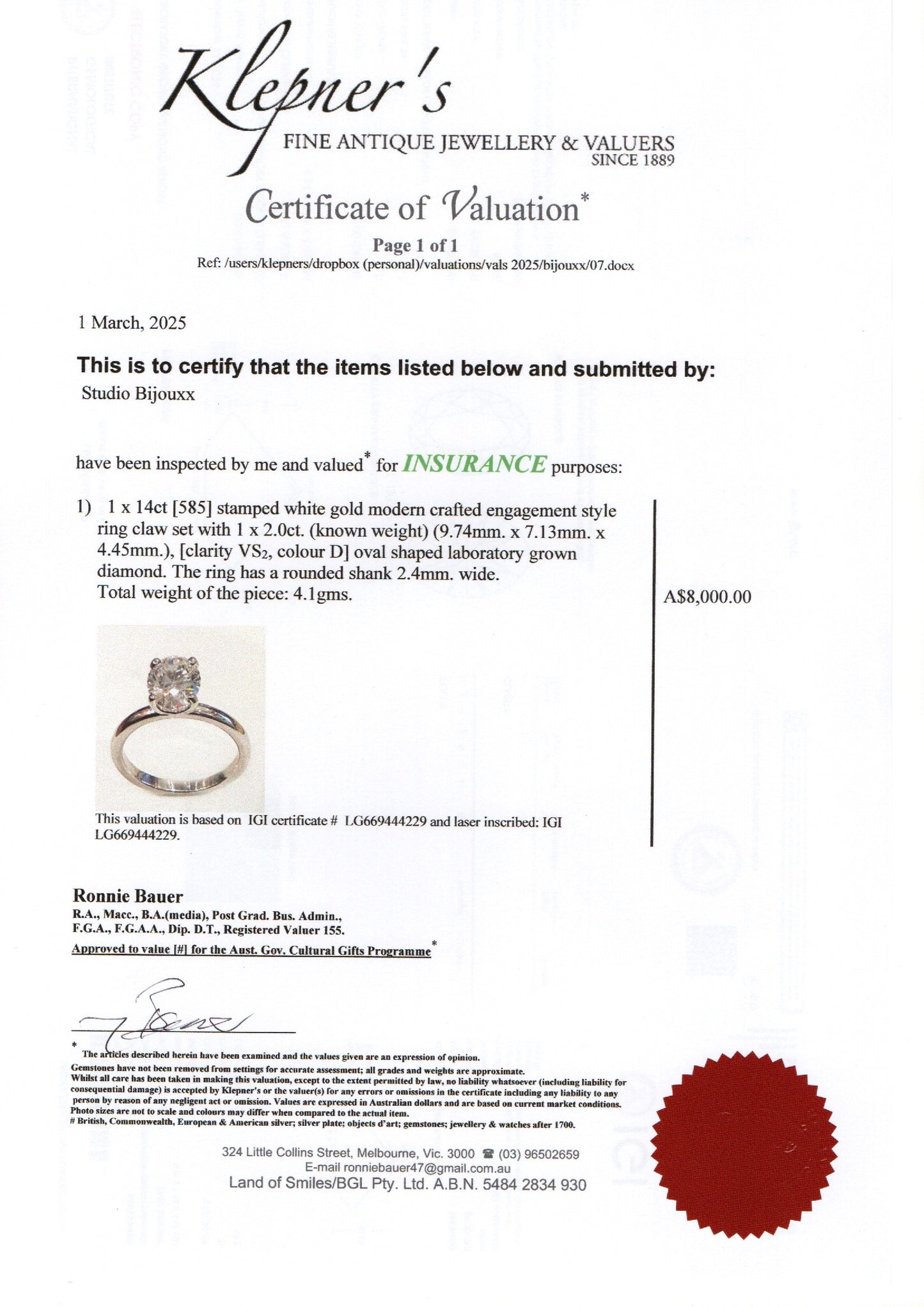 2ct Oval Diamond Solitaire Ring