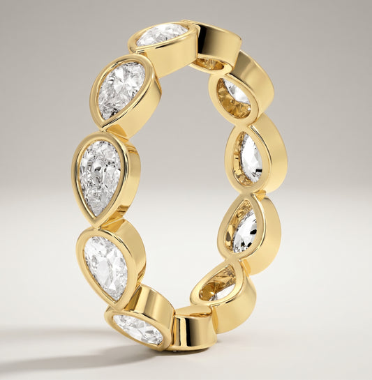 East-West Pear Diamond Eternity Band | Bezel Set