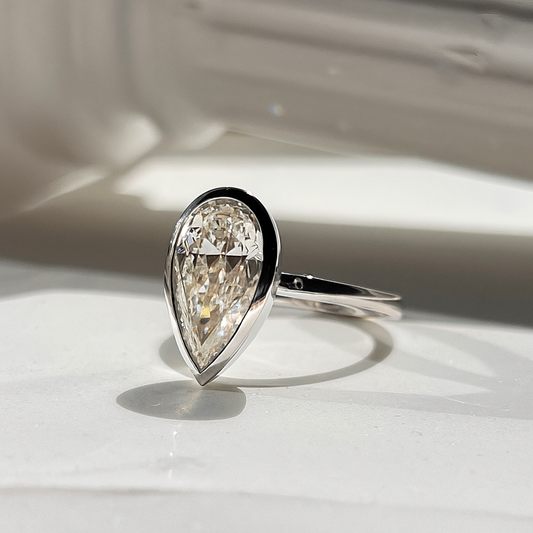 5ct Bezel Set Pear Cut Diamond Ring