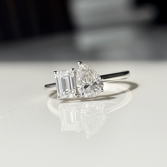 Toi et Moi 1.75ct Pear & Emerald Cut Ring