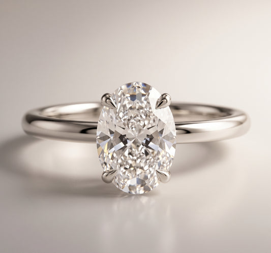 Cristalle | 2ct Oval Lab-Grown Diamond Hidden Halo Solitaire Ring