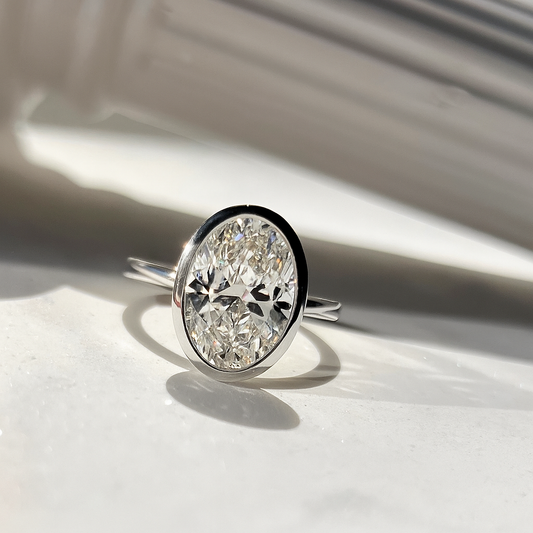 5.00ct Bezel Set Oval Cut Diamond Ring