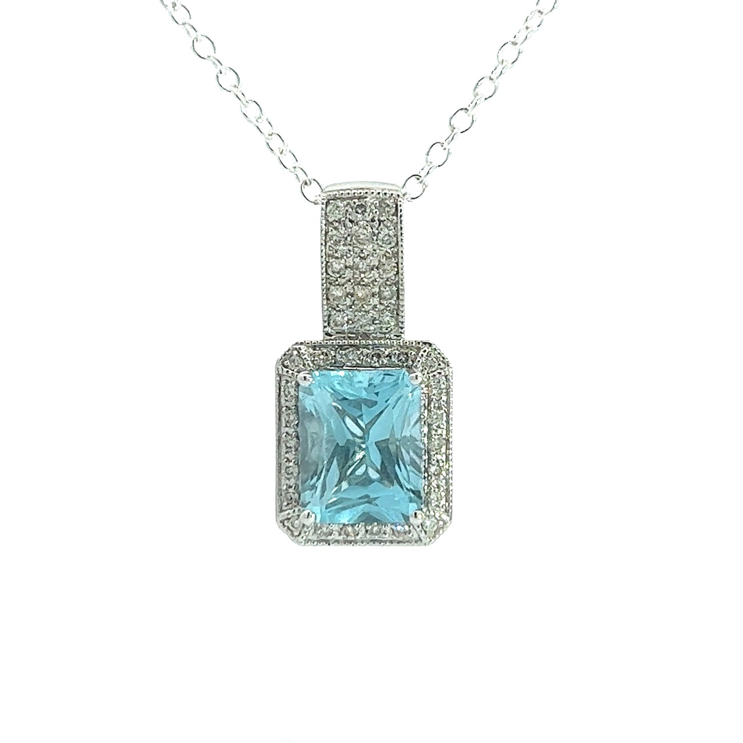 3ct Radiant Cut Topaz & Diamond Enhancer White Gold
