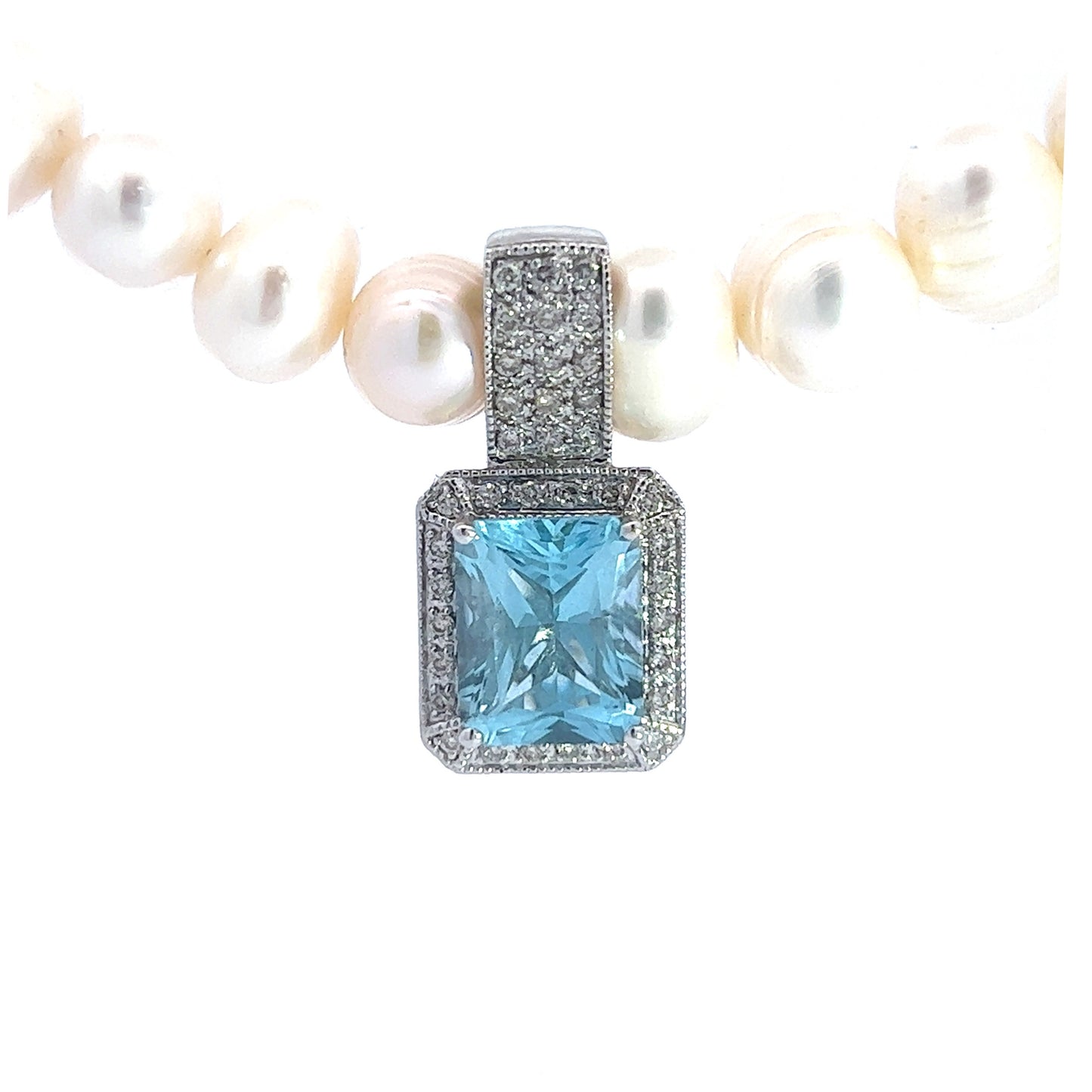 3ct Radiant Cut Topaz & Diamond Enhancer White Gold