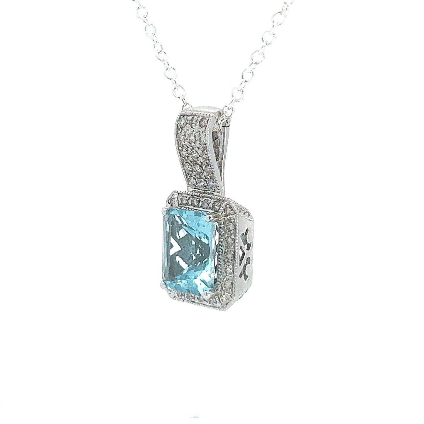 3ct Radiant Cut Topaz & Diamond Enhancer White Gold