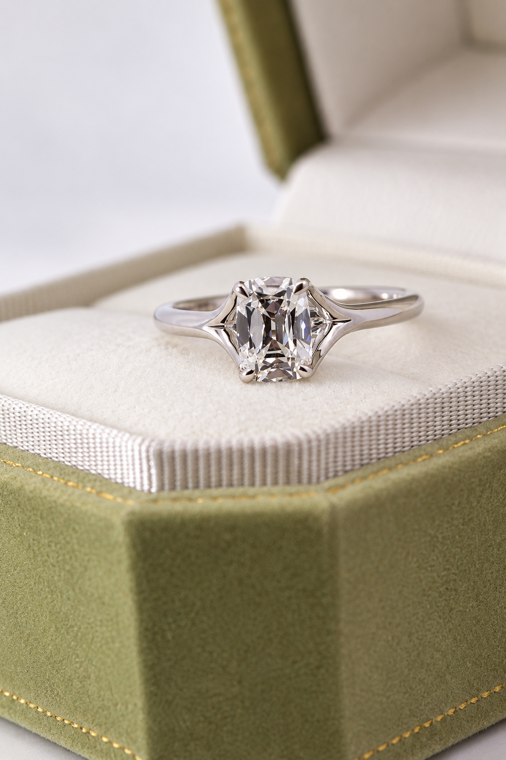 Hope | 1ct Old Miner elongated Cushion Cut Solitaire Ring