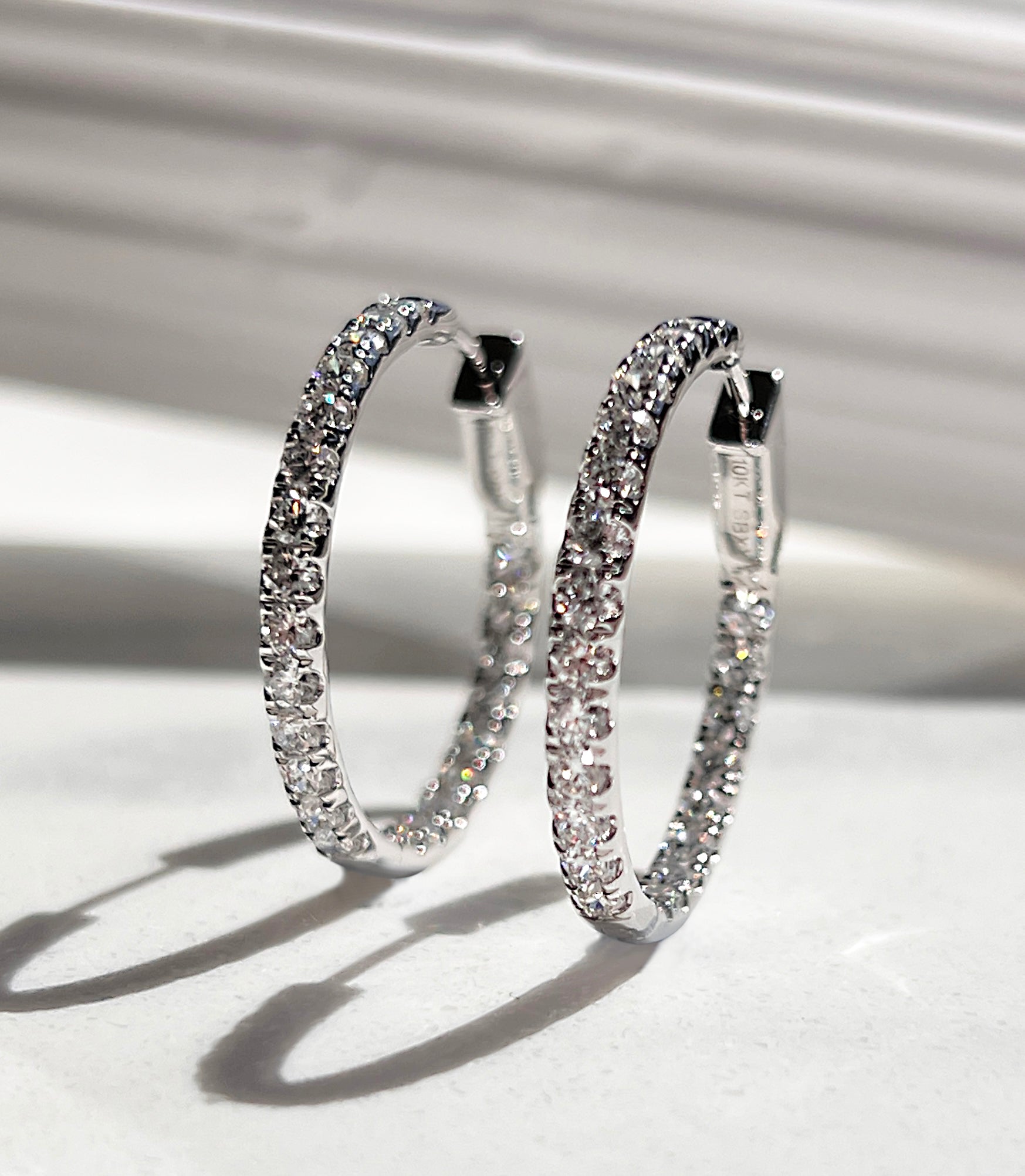 2ctw Diamond Inside Outside Hoops White Gold