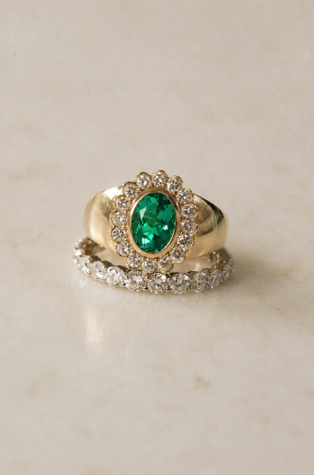 Keepsake | Diamond & Emerald Signet Ring