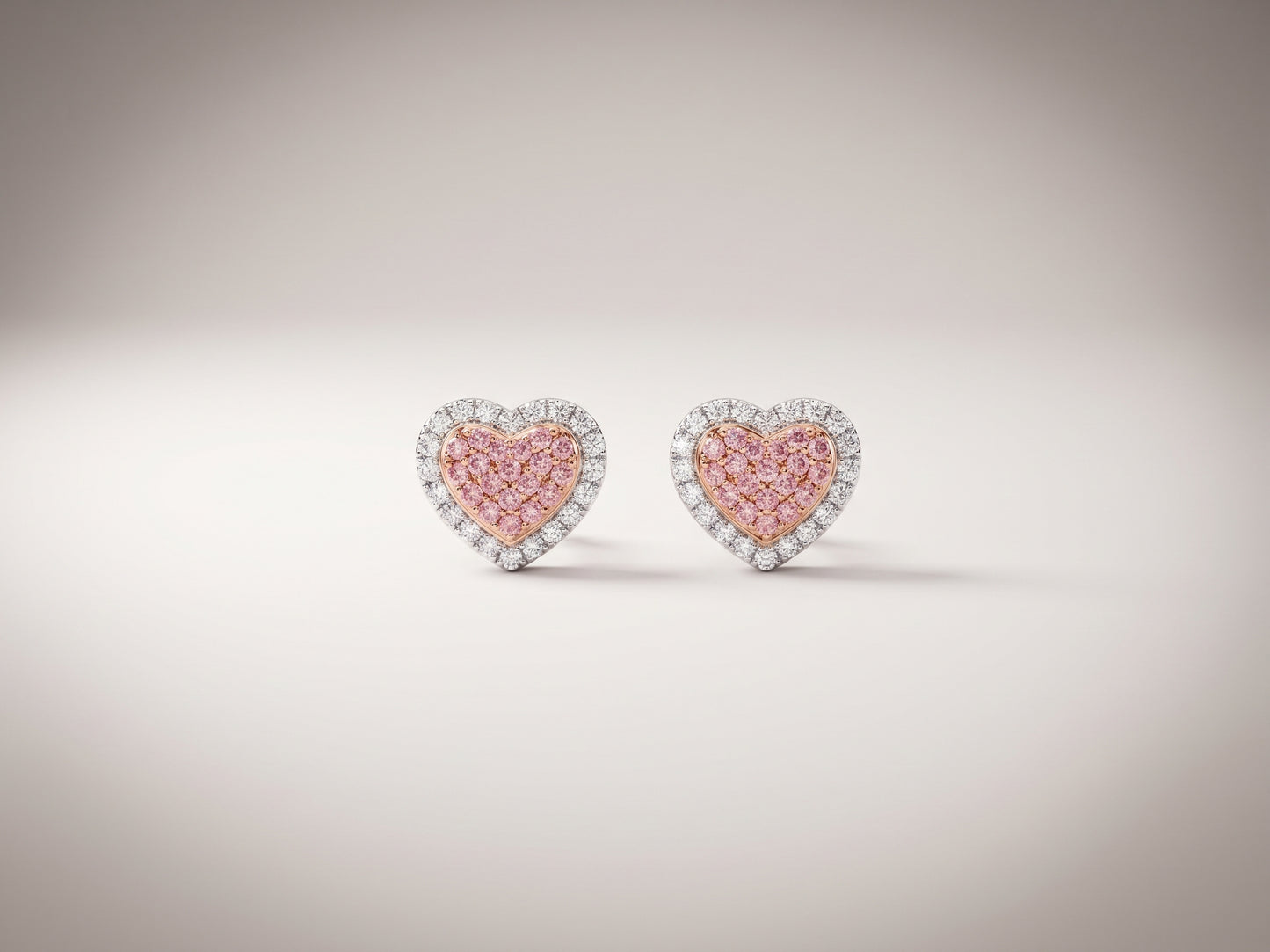 Jody | 1.00ct Pink & White Diamond Heart Earrings