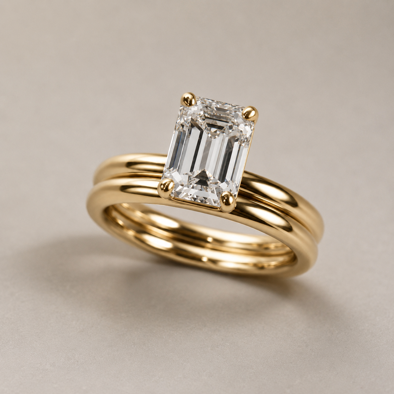 Sophie | 2ct Emerald Cut Diamond Solitaire Ring Yellow Gold
