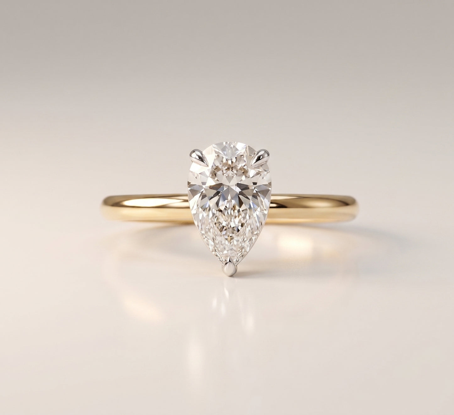 Gia | 1.5ct Peat Cut Diamond Solitaire Ring Two Tone Gold