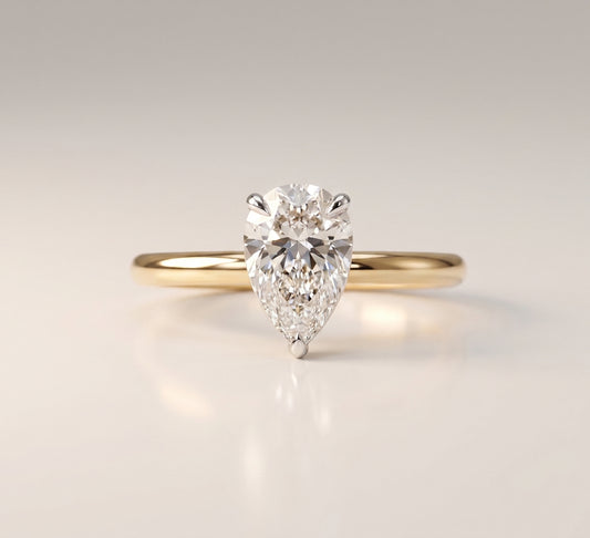 Gia | 1.5ct Peat Cut Diamond Solitaire Ring Two Tone Gold