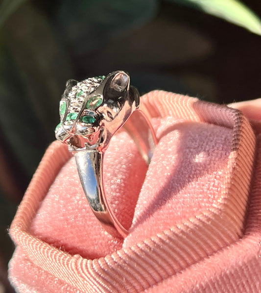 Panthera -  Emerald & Diamond Leopard Ring