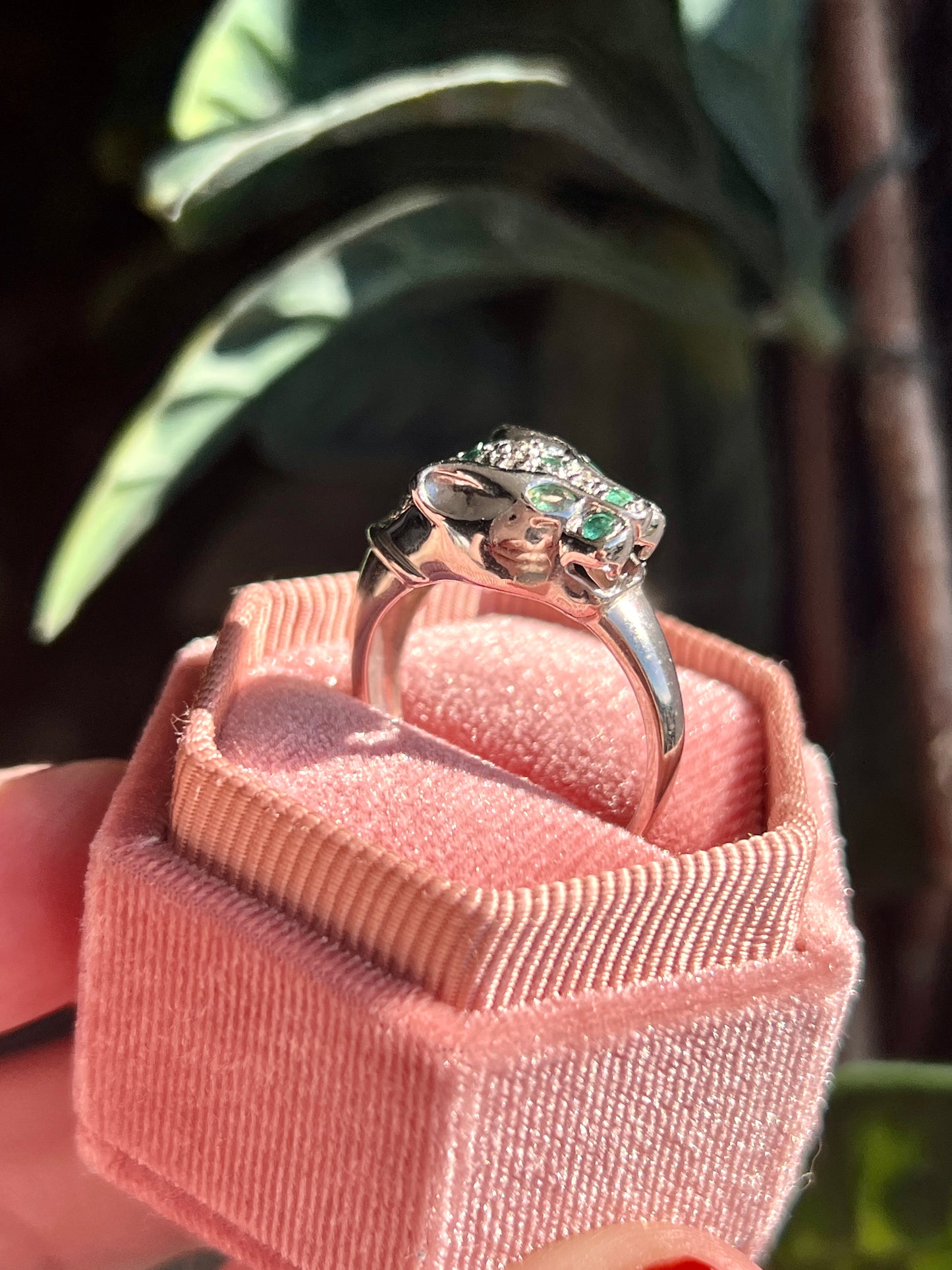 Panthera -  Emerald & Diamond Leopard Ring