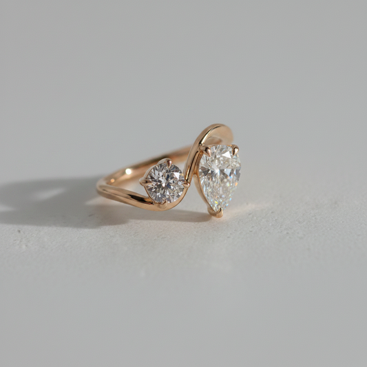 Poppy | 1.50ct Diamond Toi et Moi Yellow Gold Ring