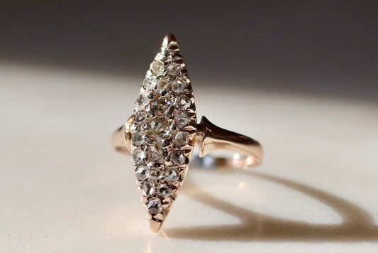 Antique Old Round and Rose-Cut Marquise Nartural Diamond Ring
