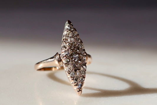 Antique Old Round and Rose-Cut Marquise Nartural Diamond Ring